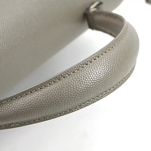 Auth SAINT LAURENT Handbag Shoulder Bag Gray Leather/Silvertone - Picture 5 of 7